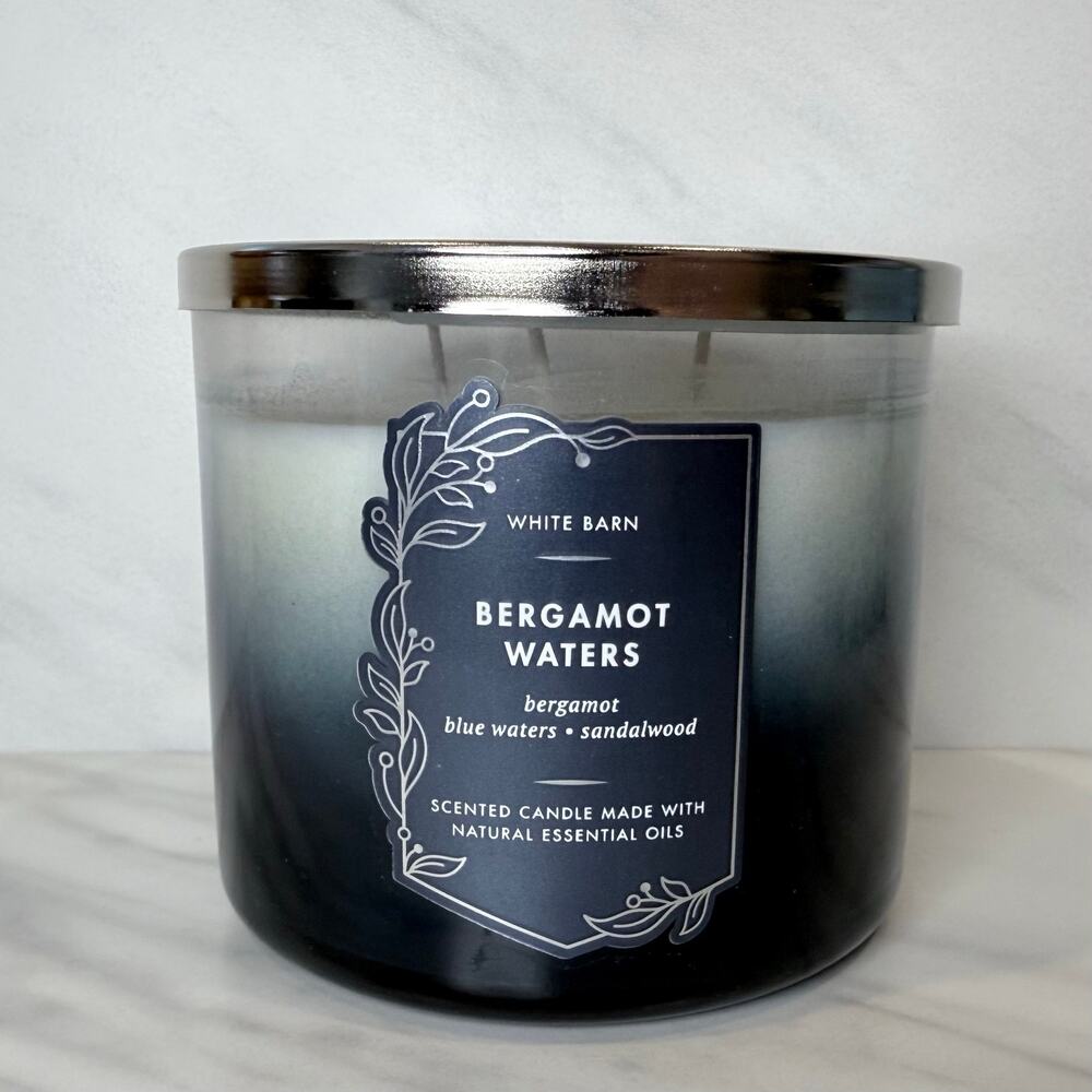 Bath & Body Works White Barn Bergamot Waters Large Three Wick Candle 14.5 oz